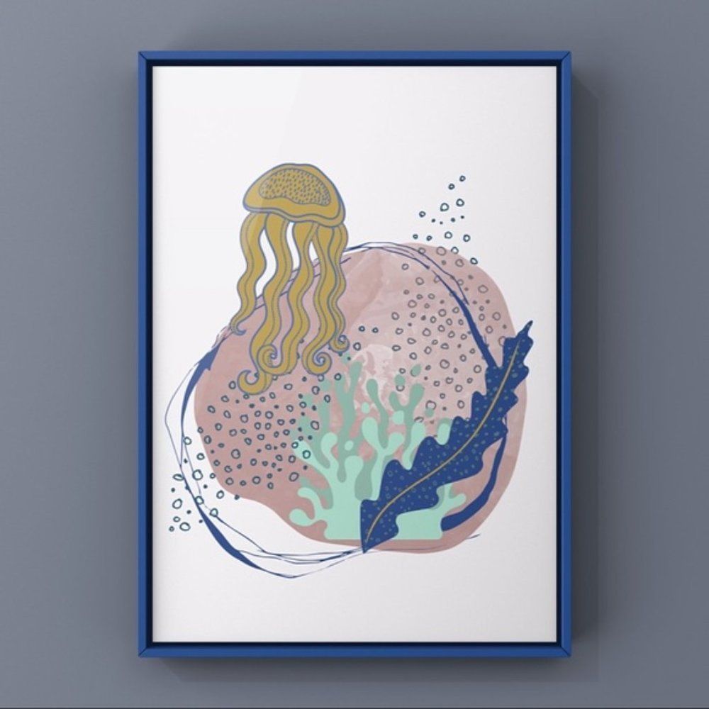 Modern minimalist sea creatures illustration art